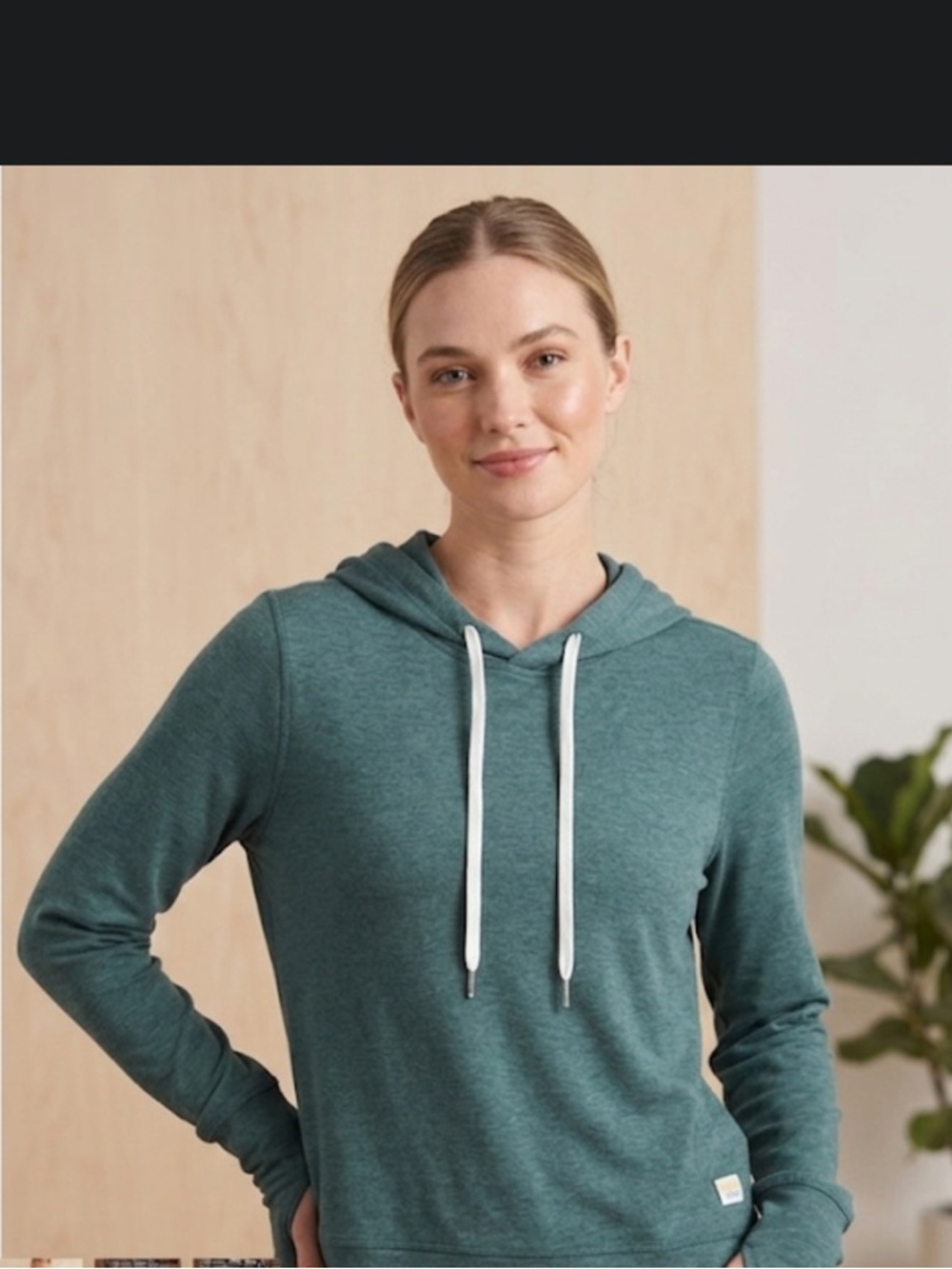 Vuori Teal hoodie
And Vuori Canvas bag